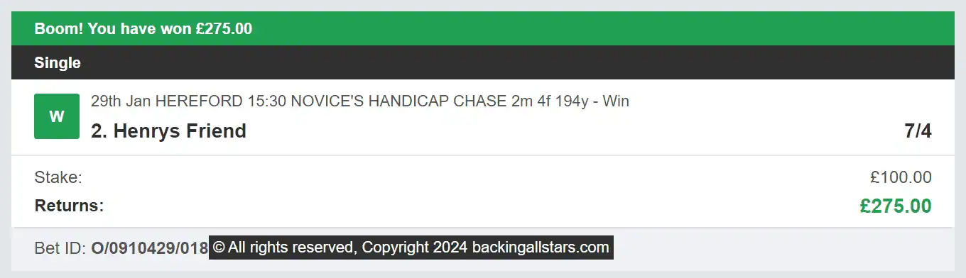 Backing Allstars - Winner - 2024-01-29
