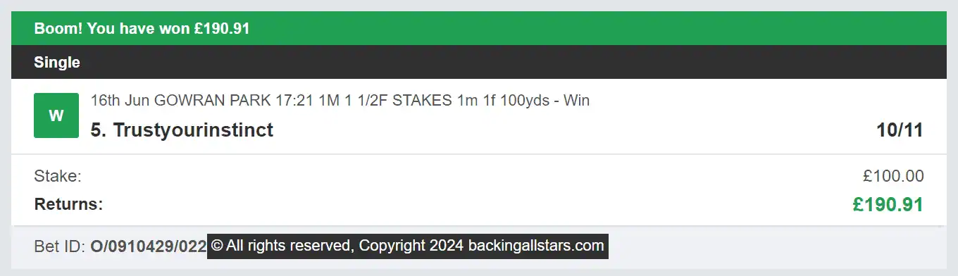 Backing Allstars - Winner - 2024-06-16