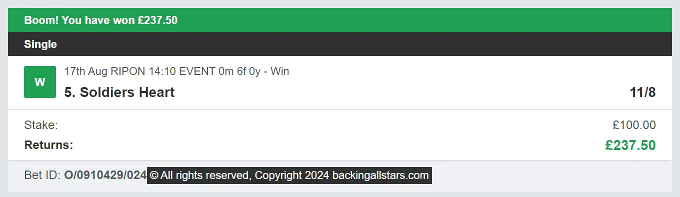 Backing Allstars - Winner - 2024-08-17