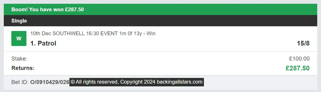 Backing Allstars - Winner - 2024-12-10